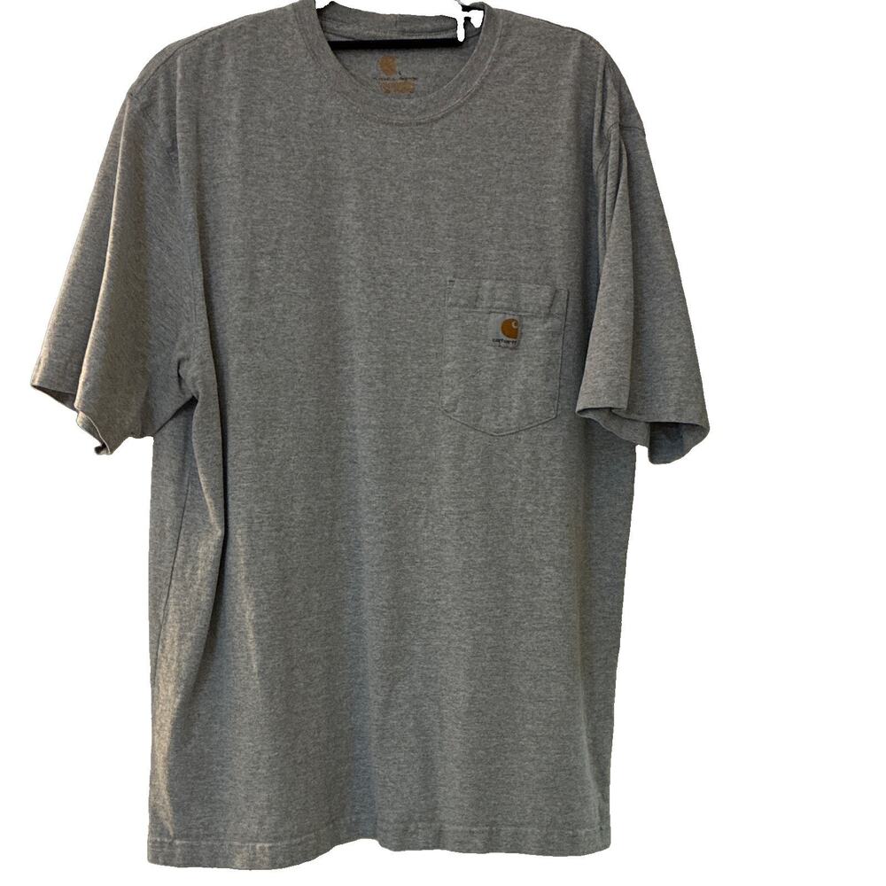 Carhartt K87 Mens Large Heather Gray Heavyweight Pocket T-Shirt Loose Fit Work